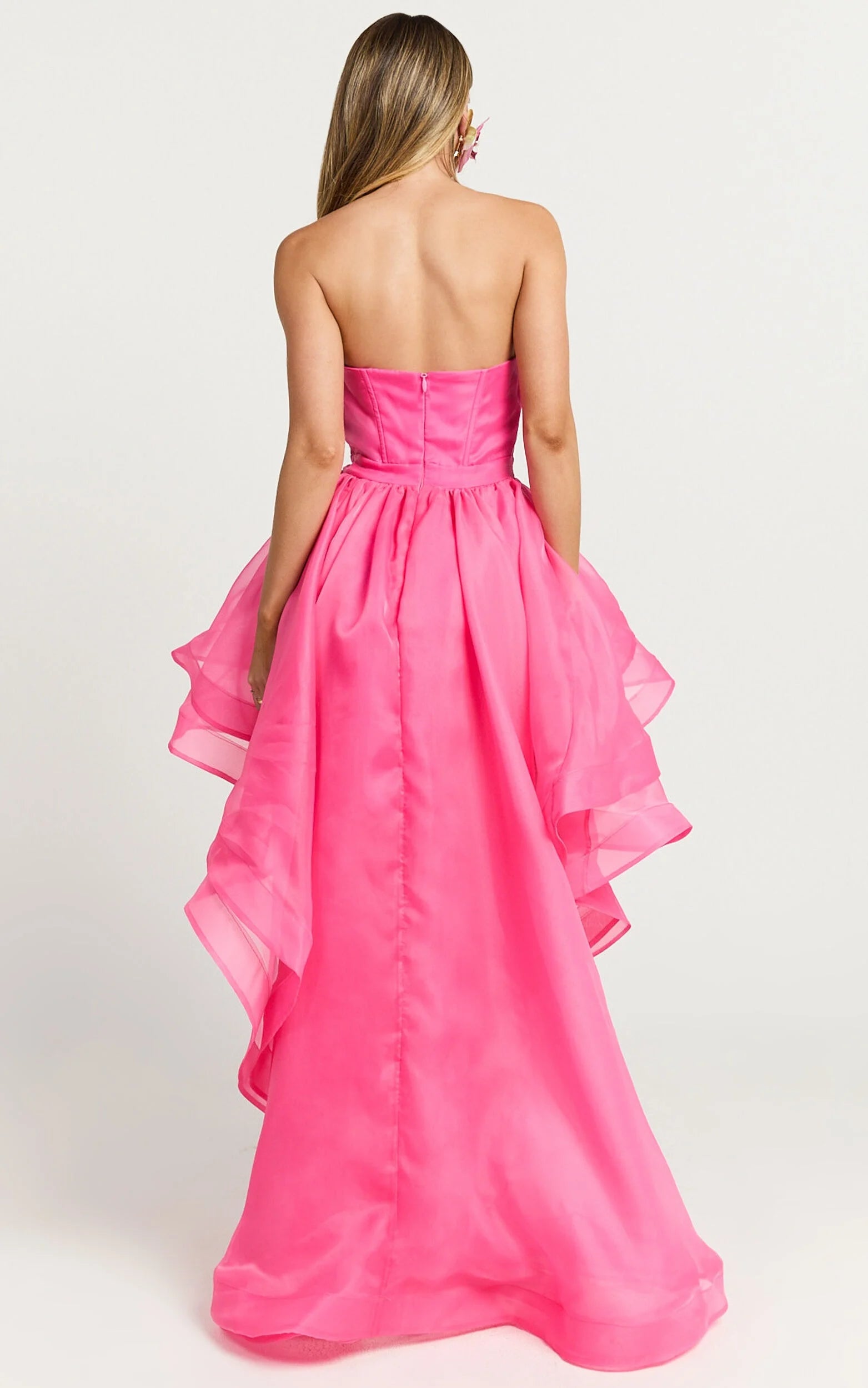 Weitese Dress Classic Sweetheart High Low Cocktail Dresses Hot Pink A-line Solid Color Tiered Prom Dress